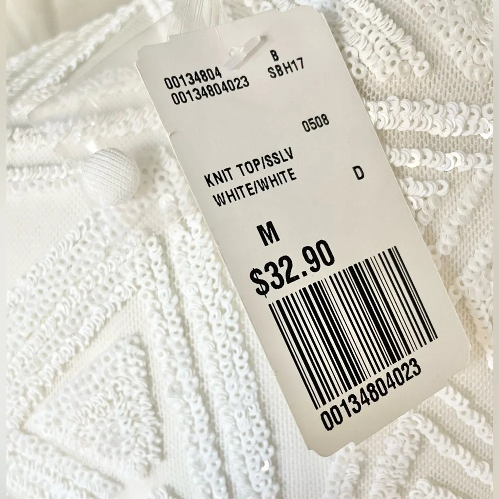 F21 White Geometric Sequin Top sz M NWT - Picture 5 of 6